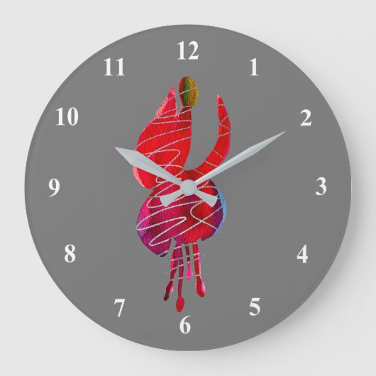 Fuchsia abstracte waterverf floraal grote klok (Voorkant)