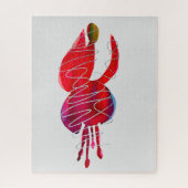 Fuchsia abstracte waterverf floraal legpuzzel (Verticaal)