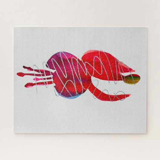 Fuchsia abstracte waterverf floraal legpuzzel (Horizontaal)