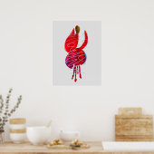 Fuchsia abstracte waterverf floraal poster (Keuken)