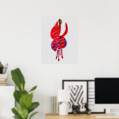 Fuchsia abstracte waterverf floraal poster (Thuiskantoor)