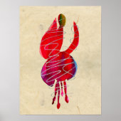 Fuchsia abstracte waterverf floraal poster (Voorkant)