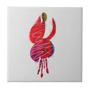 Fuchsia abstracte waterverf floraal tegeltje