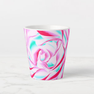 Fuchsia and Aqua Floral Design Latte Mok