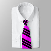 Fuchsia and Black Diagonal Striped Stropdas (Gebonden)