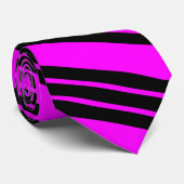 Fuchsia and Black Diagonal Striped Stropdas (Opgerold)