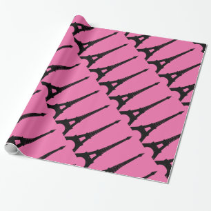 Fuchsia and Black Paris Wrapping Paper Cadeaupapier