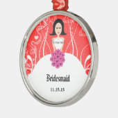 Fuchsia and Coral Wedding Gown Bridesmaid Ornament (Links)