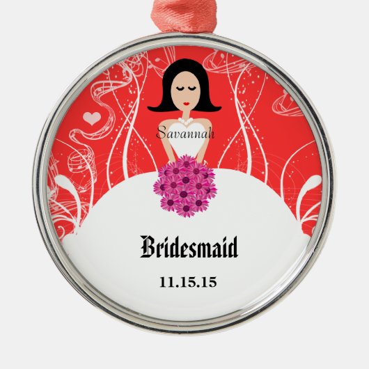 Fuchsia and Coral Wedding Gown Bridesmaid Ornament (Voorkant)