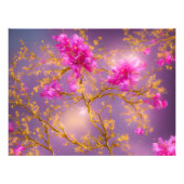 Fuchsia and Gold Florals Foto Afdruk (Voorkant)