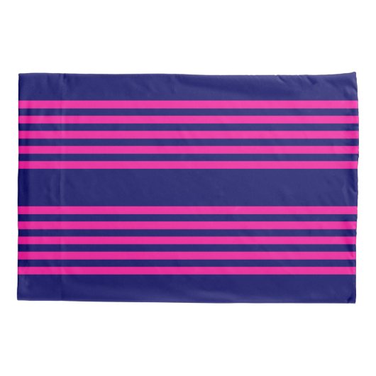 Fuchsia and navy blue vijf strepen patroon kussensloop (Achterkant)