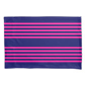 Fuchsia and navy blue vijf strepen patroon kussensloop (Voorkant)