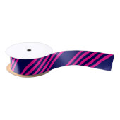 Fuchsia and navy blue vijf strepen patroon lint (Spoel)