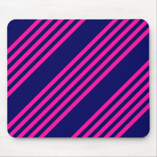 Fuchsia and navy blue vijf strepen patroon muismat