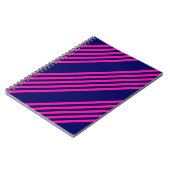 Fuchsia and navy blue vijf strepen patroon notitieboek (Linkerzijde)