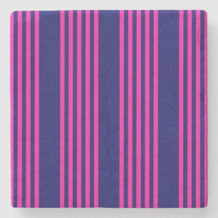 Fuchsia and navy blue vijf strepen patroon stenen onderzetter