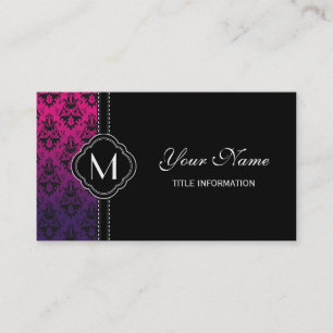 Fuchsia and Paars Damask Pattern Visitekaartje