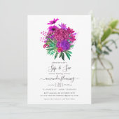 Fuchsia and Paars Shabby Floral Sip and See Kaart (Staand voorkant)