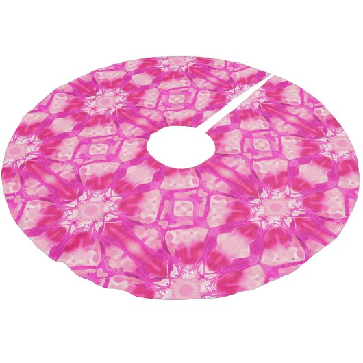 Fuchsia and Pastel Pink Tie Dye Pattern Kerstboom Rok (Gekanteld)