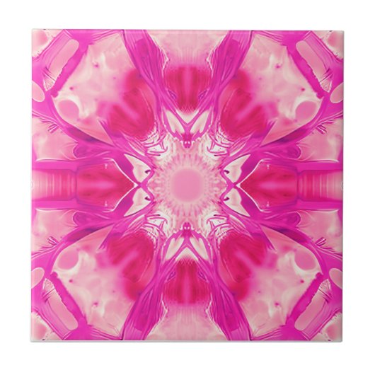 Fuchsia and Pastel Pink Tie Dye Pattern Tegeltje (Voorkant)