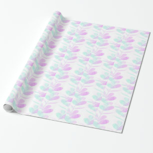Fuchsia and Turoquoise Leaves Wrapping Paper Cadeaupapier