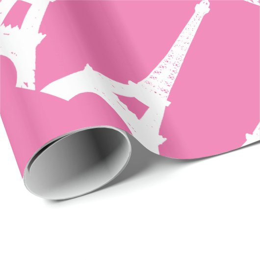 Fuchsia and White Paris wrapping Paper Cadeaupapier (Rol Hoek)