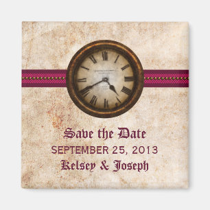 Fuchsia Antiek Clock Save the Date Magnet Magneet