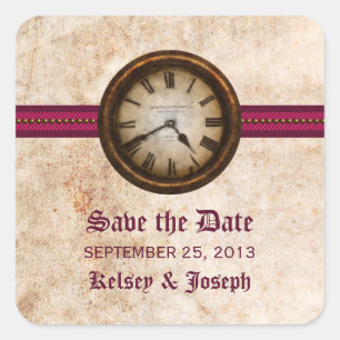 Fuchsia Antiek Save the Date Stickers