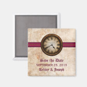 Fuchsia Antique Horloge Enregistrer la date Magnet (Recto/Verso)