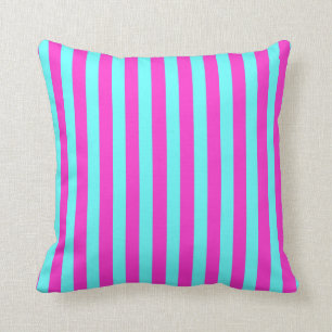 Fuchsia/Aqua Colored Stripes Cushion Kussen