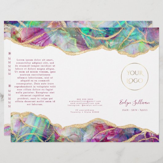 Fuchsia aquamarijn opaal design brochure (Voorkant / Achterkant)