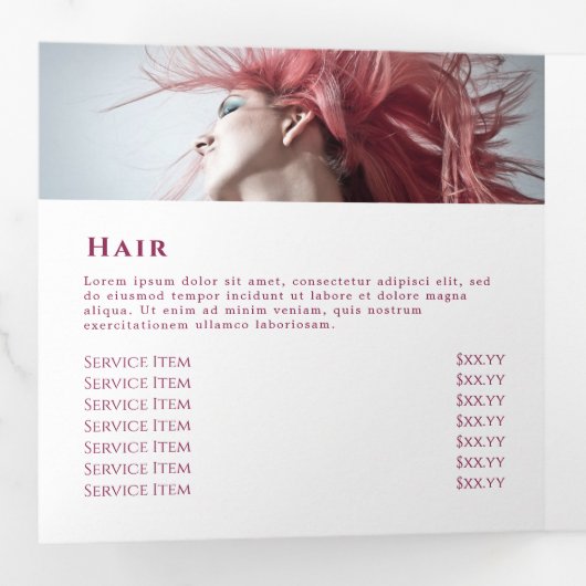 Fuchsia Aquamarine Opal Design Trifold Brochure Drieluik Kaart (Binnenzijde eerst)