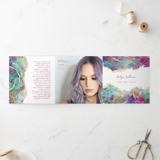 Fuchsia Aquamarine Opal Design Tripli Brochure (Extérieur)