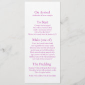 Fuchsia aquarelle art violet rose mariage menu (Dos)