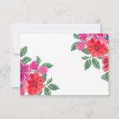 Fuchsia Aquarelle Floral Wedding RSVP (Dos)