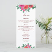 Fuchsia Aquarelle Florale Mariages Menus (Debout devant)