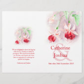Fuchsia aquarelle rouge rose programme de mariage (Devant)