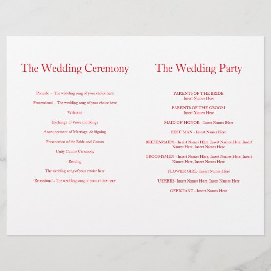 Fuchsia aquarelle rouge rose programme de mariage (Dos)