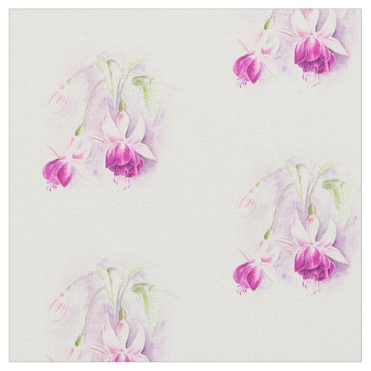 Fuchsia art botanique tissu d'aquarelle rose (Fermer)