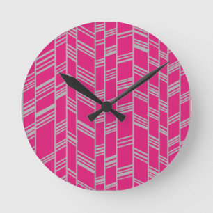 Fuchsia Art Deco Lines Ronde Klok
