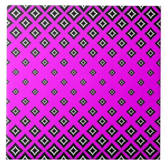 Fuchsia Background en Geometric Square Pattern Tegeltje (Voorkant)