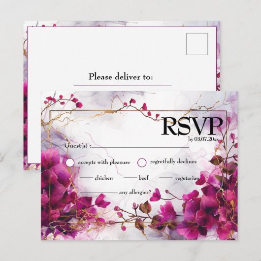 Fuchsia Betovering: Waterverf Briefkaart (Voorkant / Achterkant)