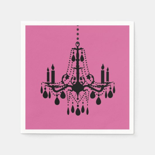 Fuchsia & Black Chandelier Napkin Servet (Voorkant)