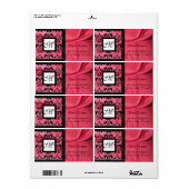 FUCHSIA BLACK PINK SILK DAMASK, SQUARE MONOGRAM ETIKET (Full Sheet)