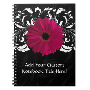 Fuchsia, Black/White Gerbera Daisy Notitieboek