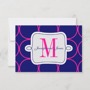 Fuchsia Bleu Nuit Moderne Mariage RSVP #2