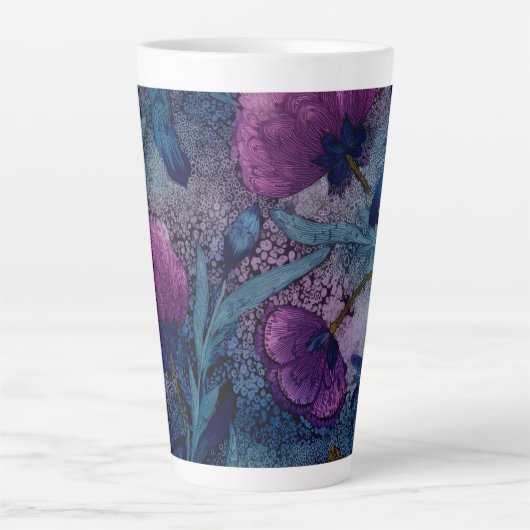Fuchsia bloem latte mok (Voorkant)