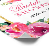 Fuchsia Bloem Zwarte Strepen Bruidsfeest Bord Poster (Hoek)