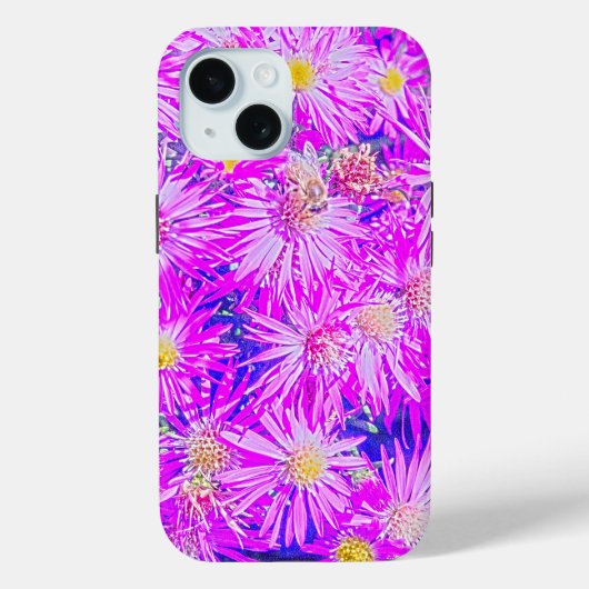 Fuchsia Bloemen Op Blauwe Case-Mate iPhone Case (Achterkant)