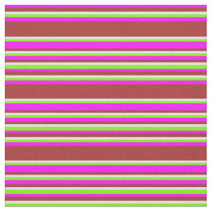 Fuchsia, Brown, Lavender en Green Stripes Stof